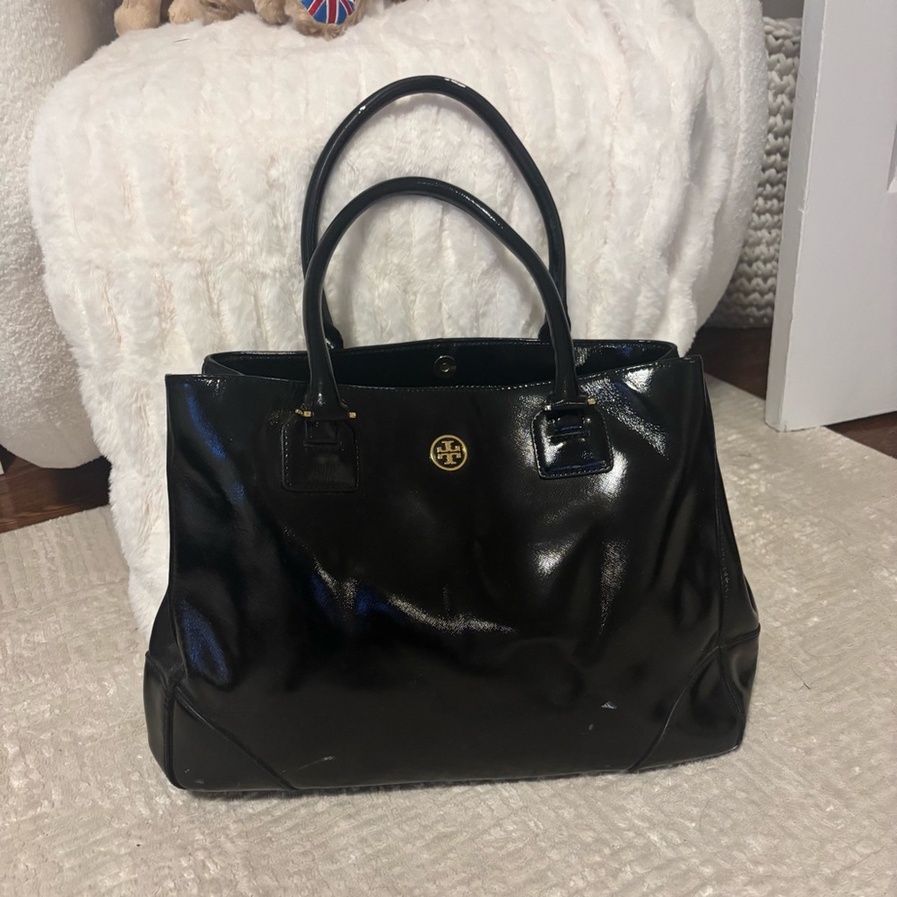 Tory Burch Black Leather Tote Bag